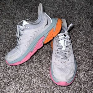 Hoka One- Size 8.5 Clifton Edge - Pink White and Orange - Worn Twice